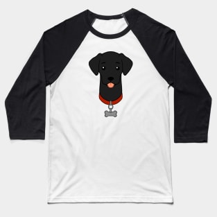 Cartoon Illustrated Black Labrador Retriever With Dog Bone Collar Baseball T-Shirt